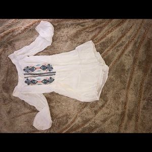 white aztec embroidered romper